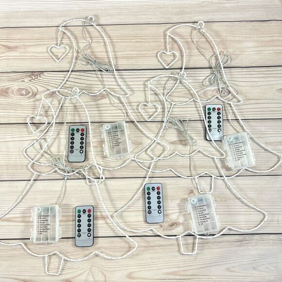 4 Pack LED Christmas Tree Window Silhouette 16” Lighted Decoration Green Remote - Picture 8 of 13